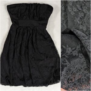 Strapless Black Lace Mini Bubble Dress Size Small